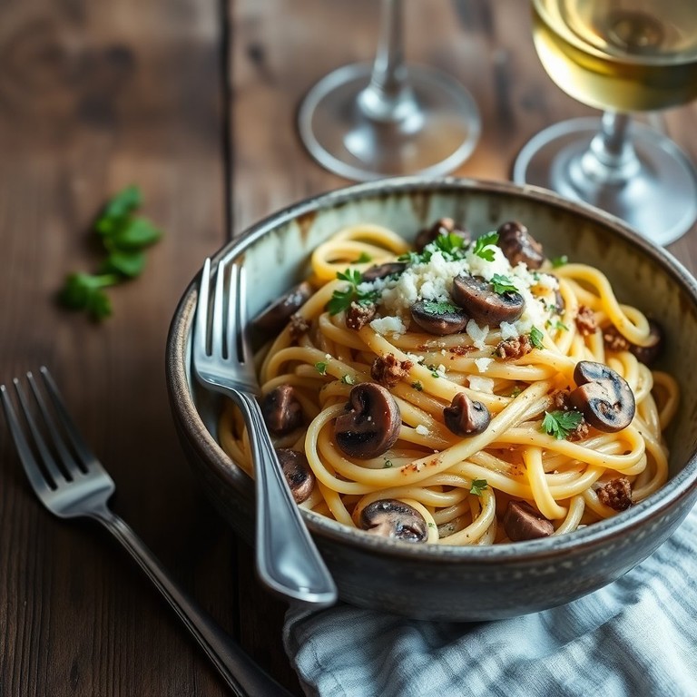 Romige Pasta met Truffeltapenade en Champignons