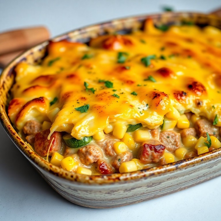 Escondidinho de Linguiça Toscana com Abobrinha e Milho