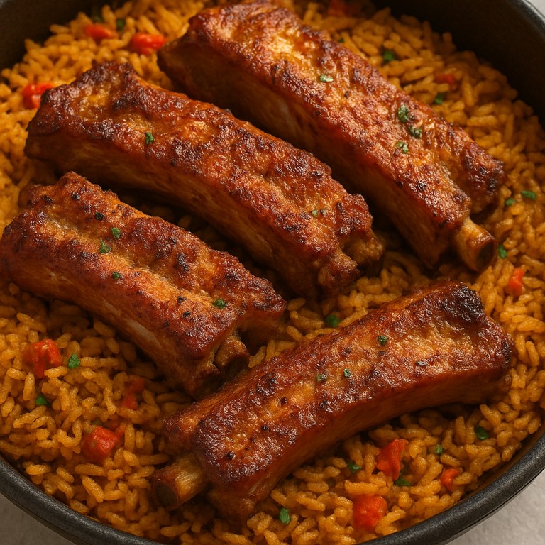 Rice (spiced baked rice) with pork ribs