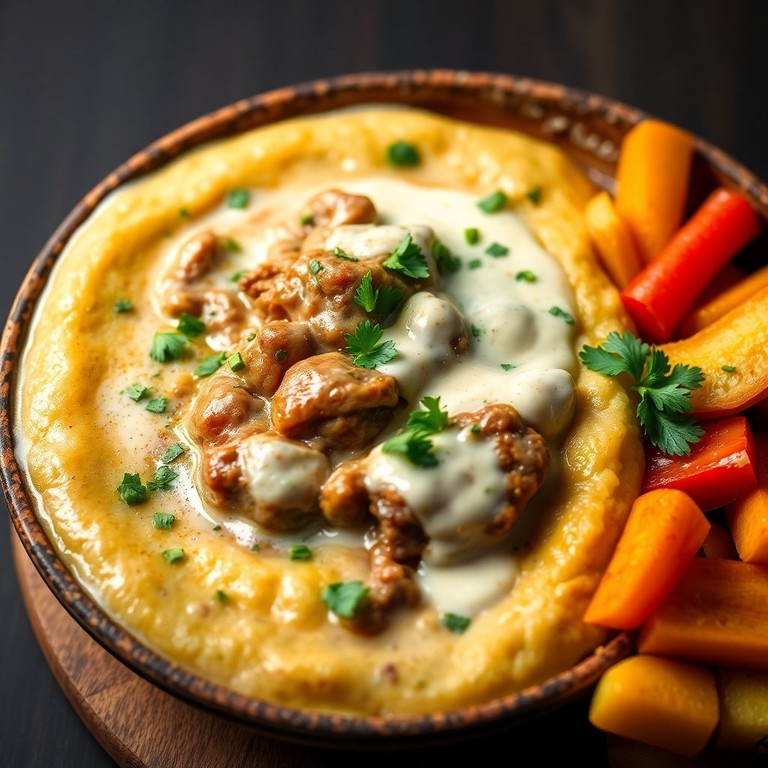 Escondidinho de Carne Moída com Molho Branco e Purê de Mandioquinha