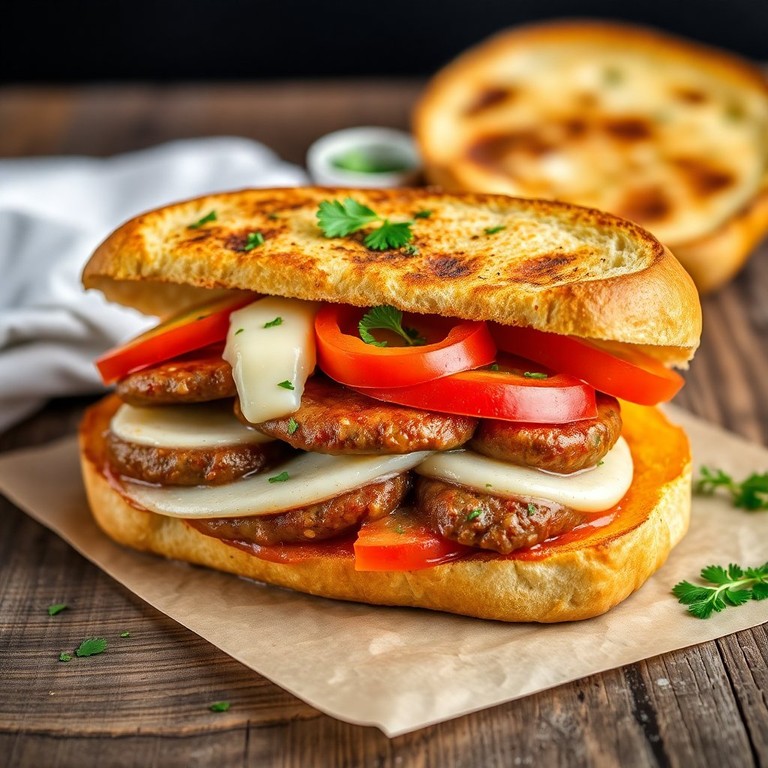 Сэндвич с колбасой, сыром и перцем