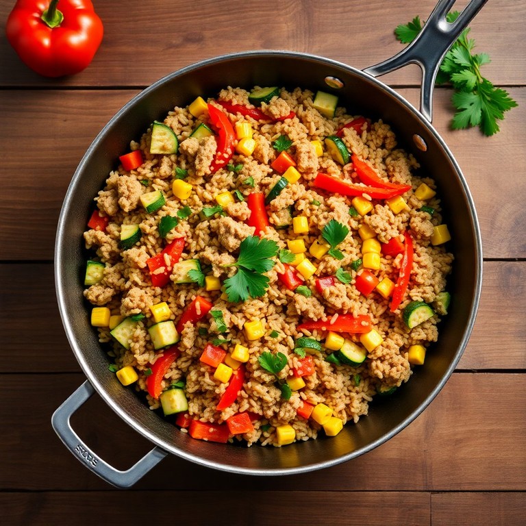 Savory Ground Turkey and Veggie Rice Skillet