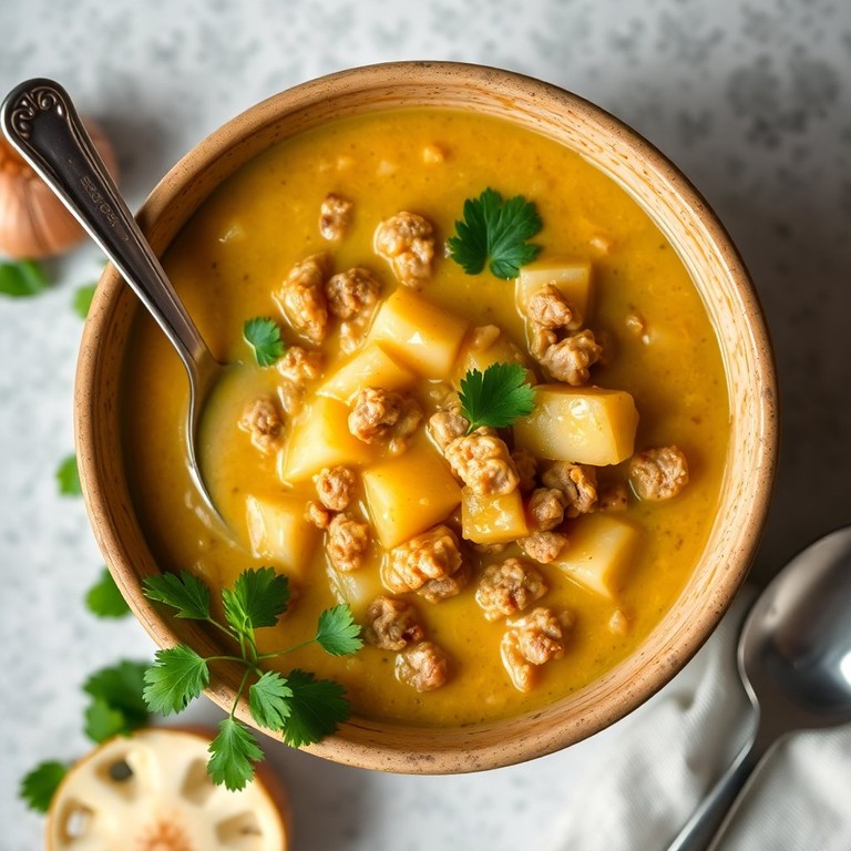 Sopa de Mandioca com Carne e Alho
