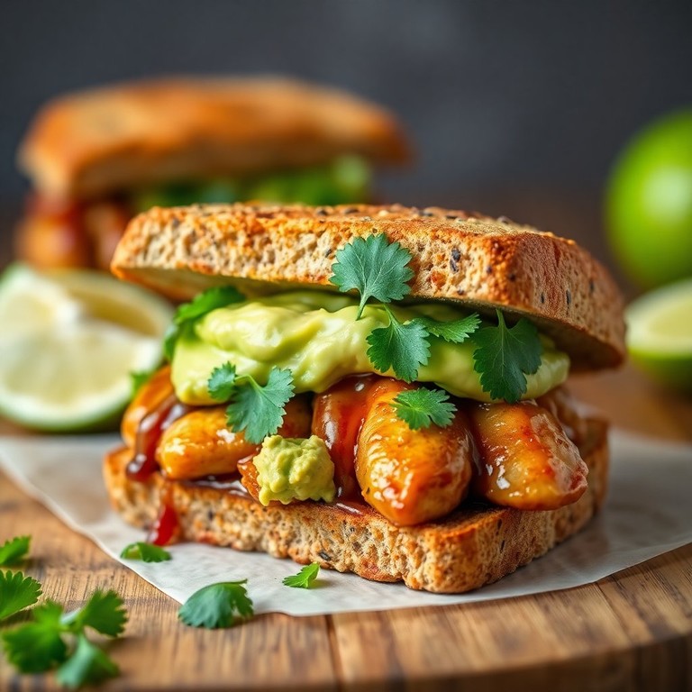 Teriyaki-Hühnchen-Sandwich mit Avocado-Creme