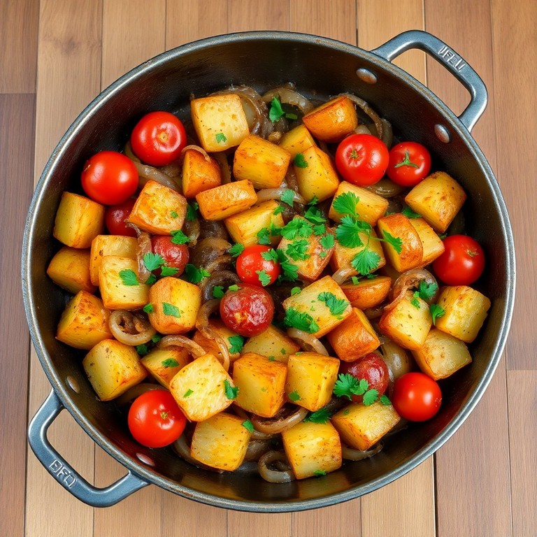 Savory Onion and Tomato Potato Skillet