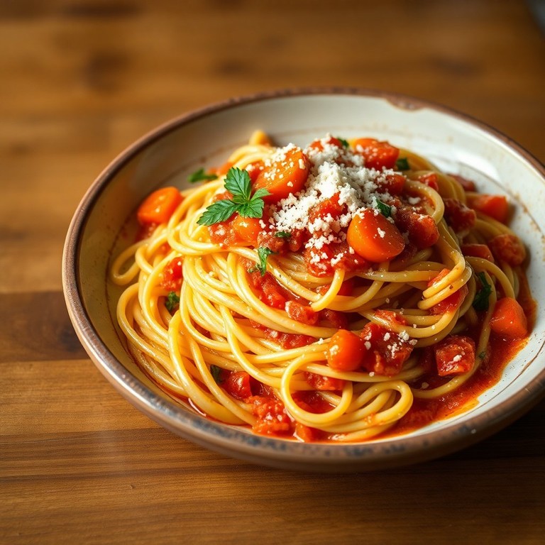 Tallarines Caseros con Salsa de Tomate y Verduras