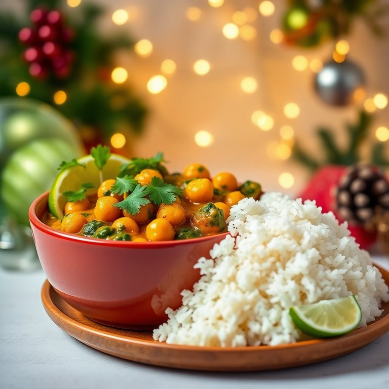 Festive Indian Chickpea and Spinach Curry