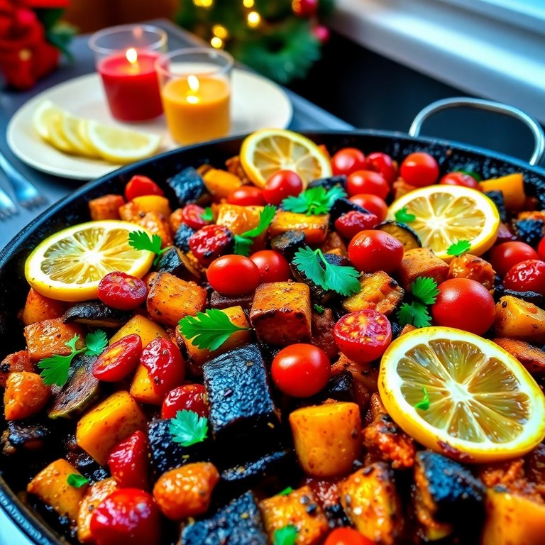 Vegetarian Christmas Paella with Roasted Vegetables