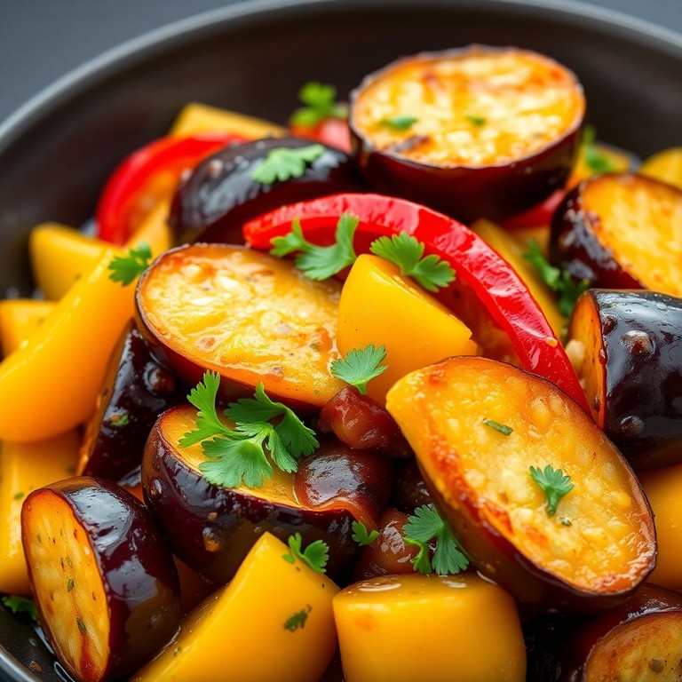 Berenjenas y Pimientos Salteados al Estilo Mediterráneo