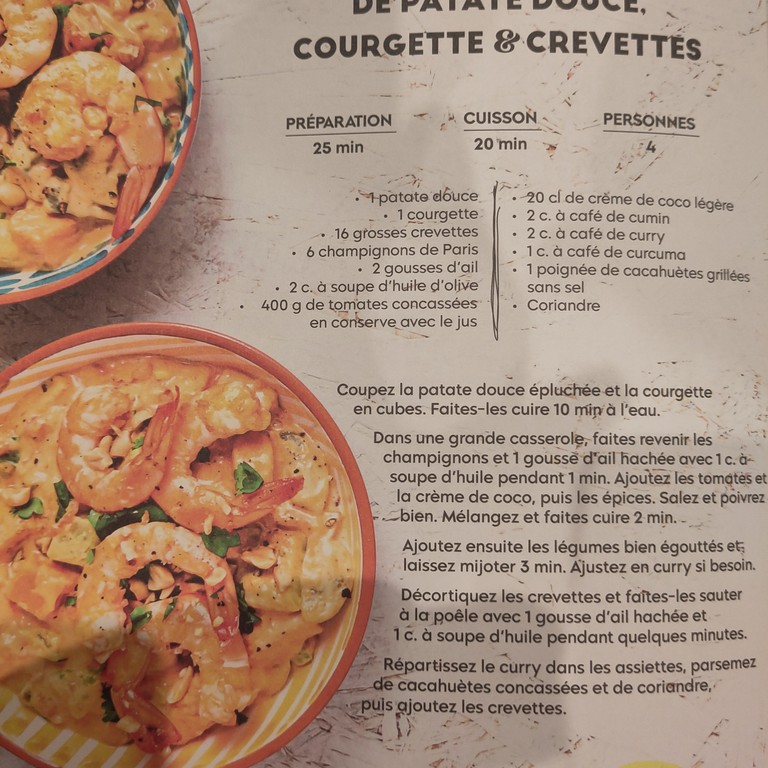 Curry de Patate Douce, Courgette & Crevettes