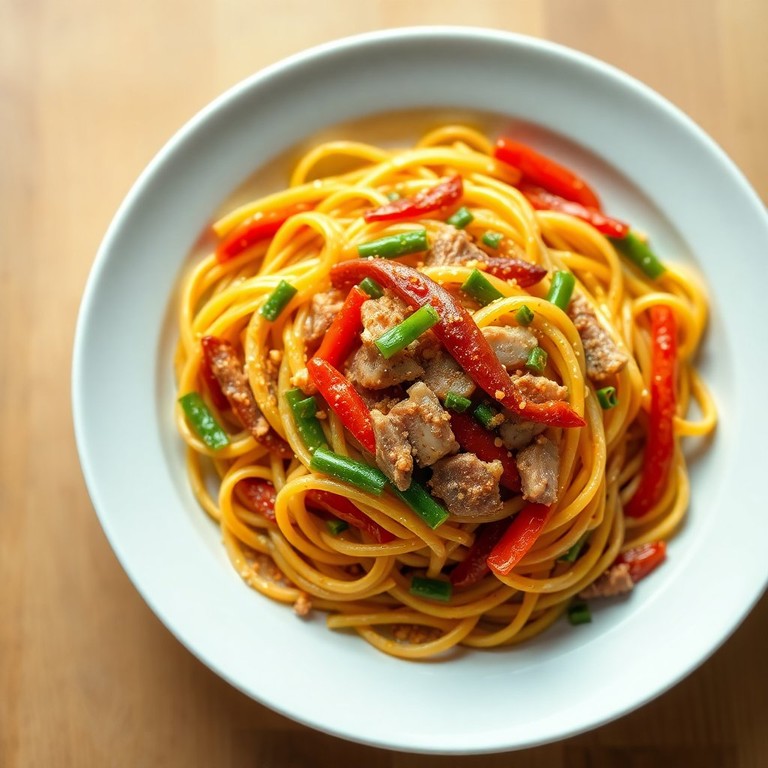 Fideos de Cabello de Ángel con Cerdo y Verduras