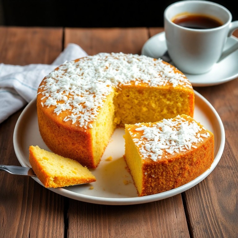 Bolo de Milho Cremoso com Cobertura de Coco