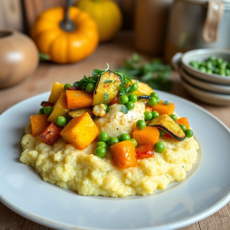 Polenta Cremosa con Verduras Salteadas