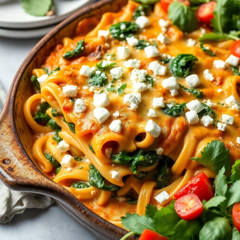 Oven-Baked Spinach and Feta Pasta Casserole