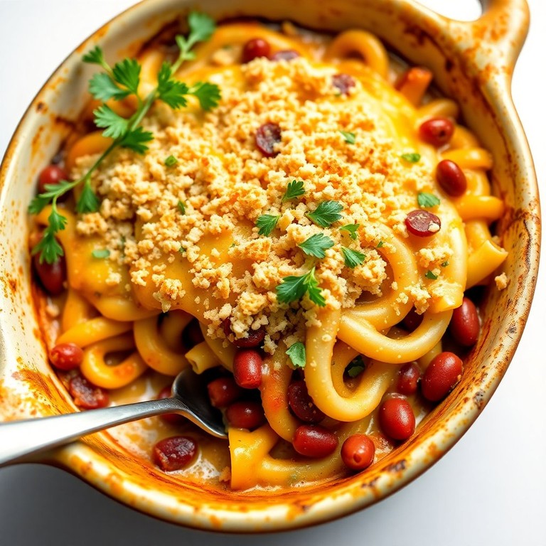 Gratin de Pâtes au Gouda et Haricots Rouges
