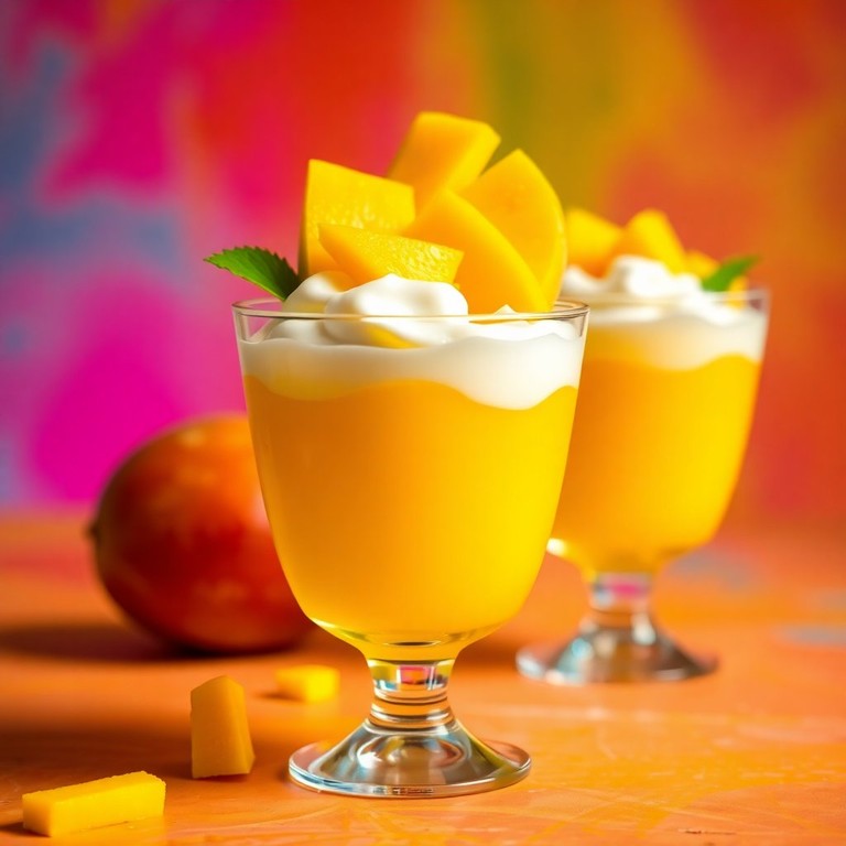 Gelatina de Manga com Creme de Leite Condensado