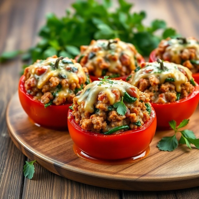 Gevulde Tomaten met Gehakt en Spinazie
