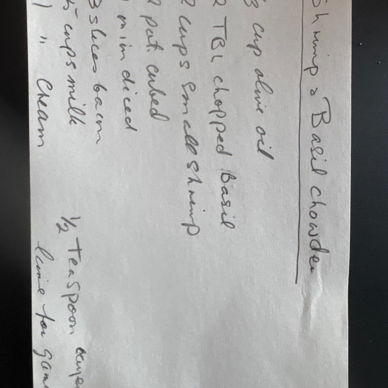 Shrimp & Basil Chowder