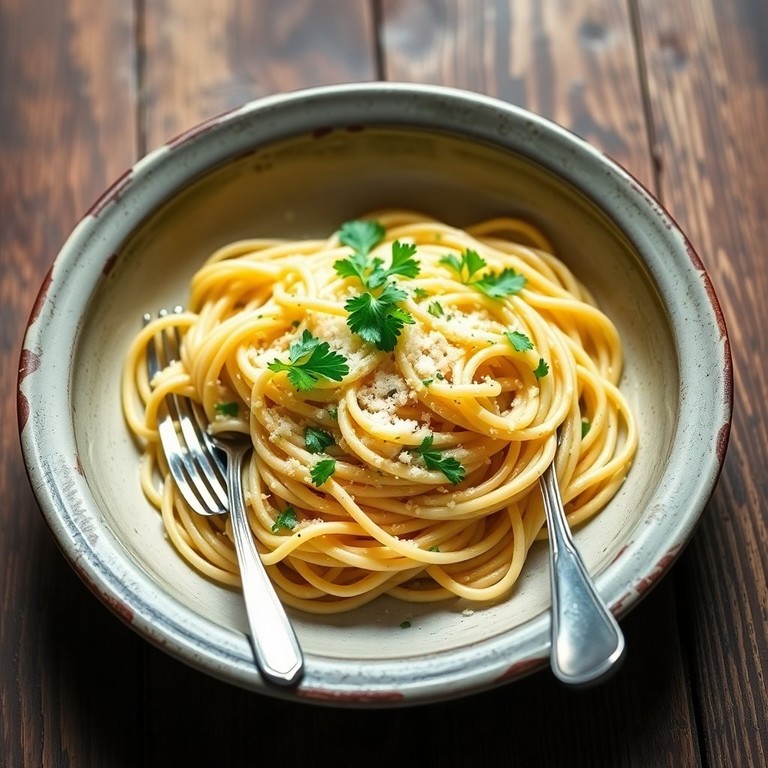 Pâtes à l'ail et au parmesan crémeuses