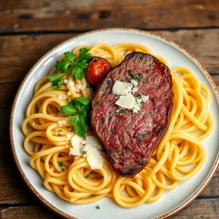 Bife de Novilho com Tagliatelle ao Alho e Azeite