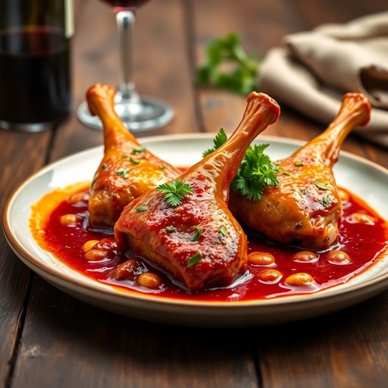 Zarte Gänsekeule in Rotweinsauce (890 kcal)