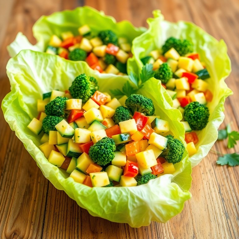 Crunchy Broccoli and Zucchini Salad in Iceberg Lettuce Wraps