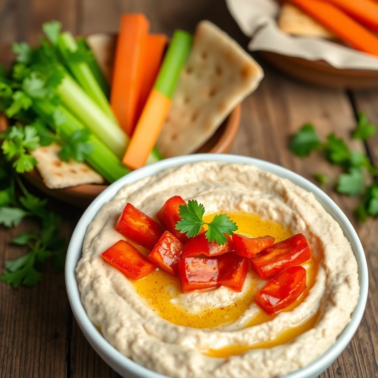Cremiger Kichererbsen-Hummus mit gerösteter Paprika und Knoblauch - Mr ...