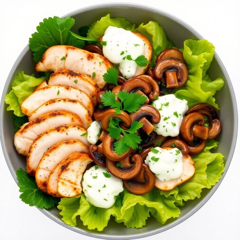 Salada Refrescante de Frango Grelhado com Ricota e Champignon