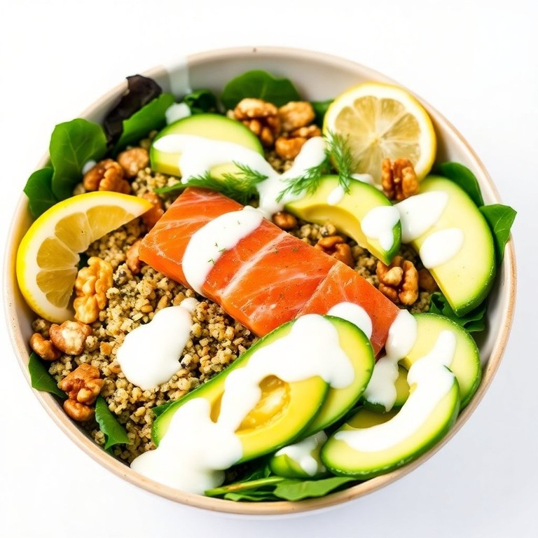 Bowl de Salmón con Quinoa y Salsa de Yogurt