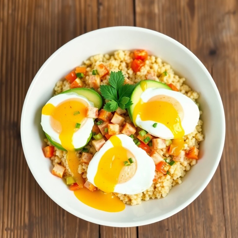 Tazón de Cuscús con Aguacate y Huevo Poché