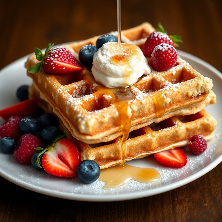 Waffles Dulces de Avena y Frutos Rojos