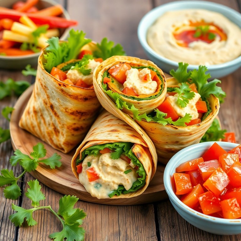 Wraps de Légumes Grillés et Houmous Crémeux