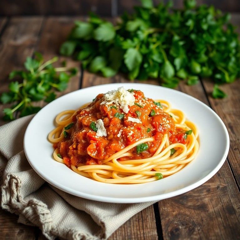 Spitzkohl-Nudeln in würziger Tomatensauce