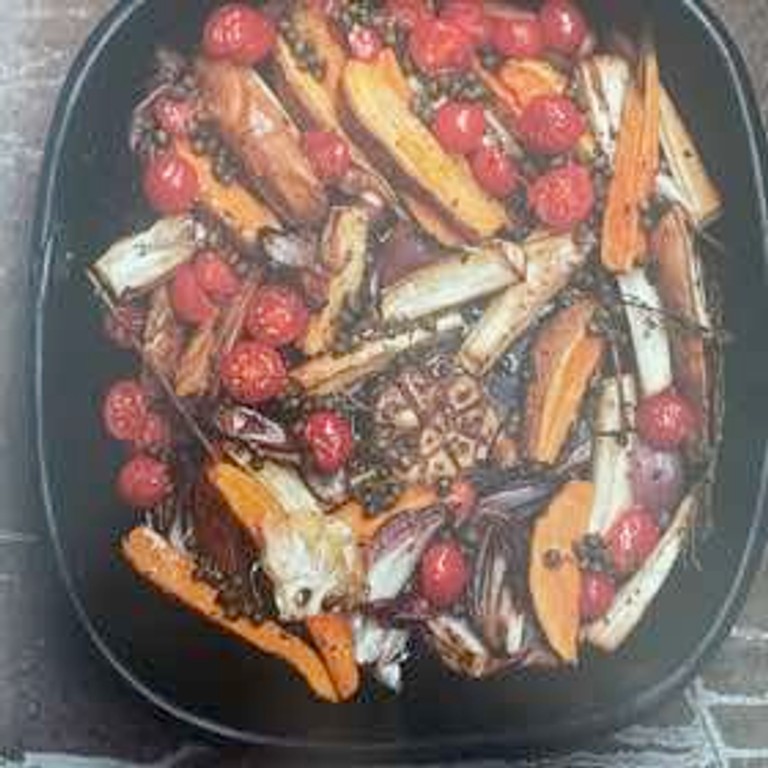 Panais Et Patates Douces Rôtis, Vinaigrette Aux Câpres