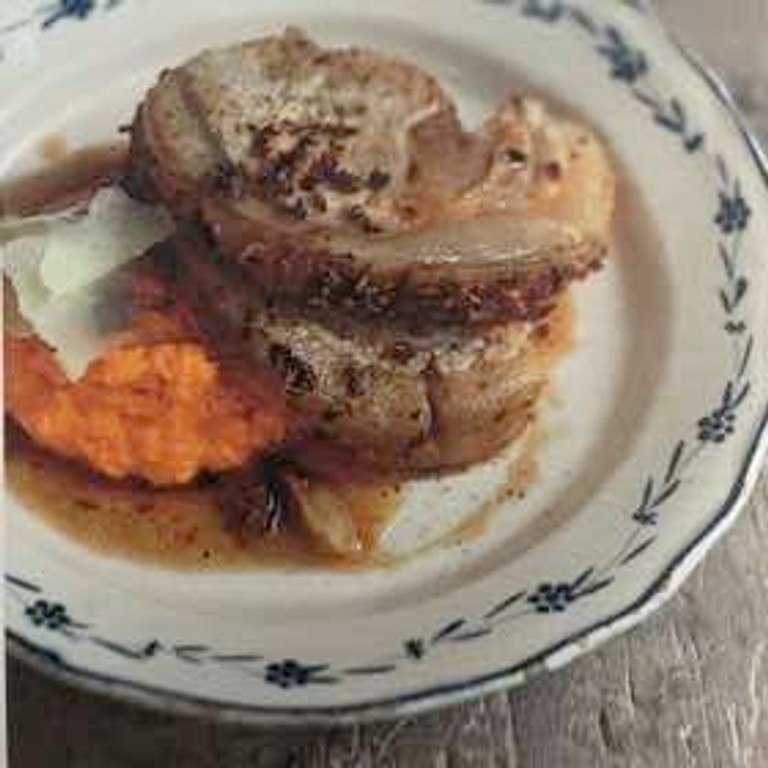 Pork Loin With Pumpkin Purée & Pecorino