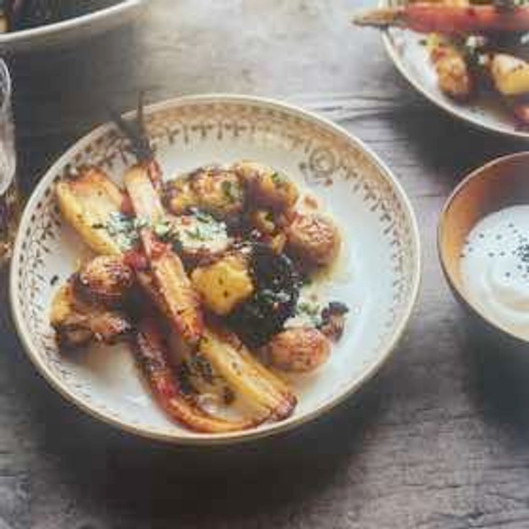 Roast Indian-Spiced Vegetables with Lime-Coriander Butter