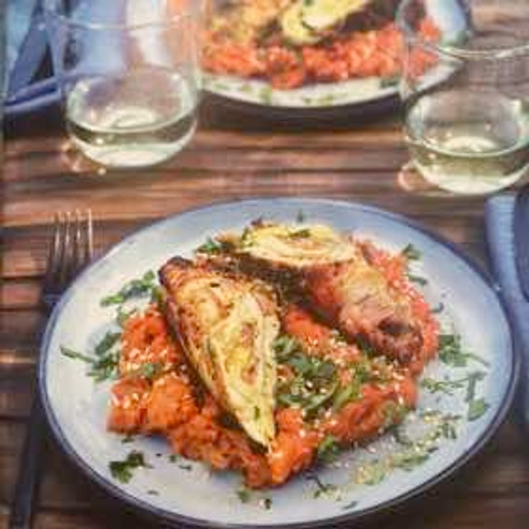 Roulade De Poulet Au Jambon, À La Moutarde Et À La Purée De Potiron