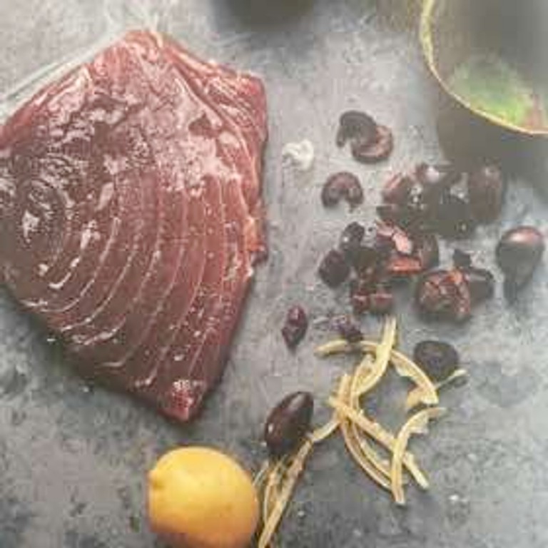 Seared Tuna with Preserved Lemon, Olives & Avocado