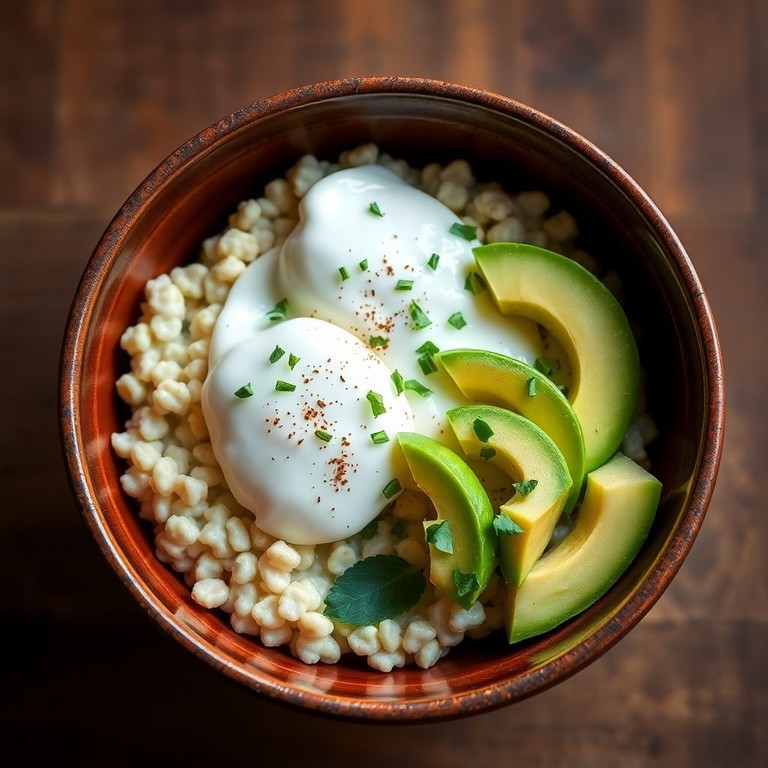 Savory Oatmeal Egg Bowl with Creamy Oats and Poached Eggs