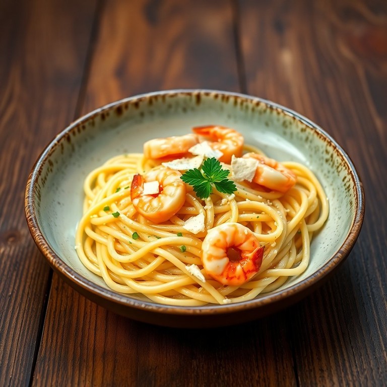 Massa ao Molho de Camarão e Queijo