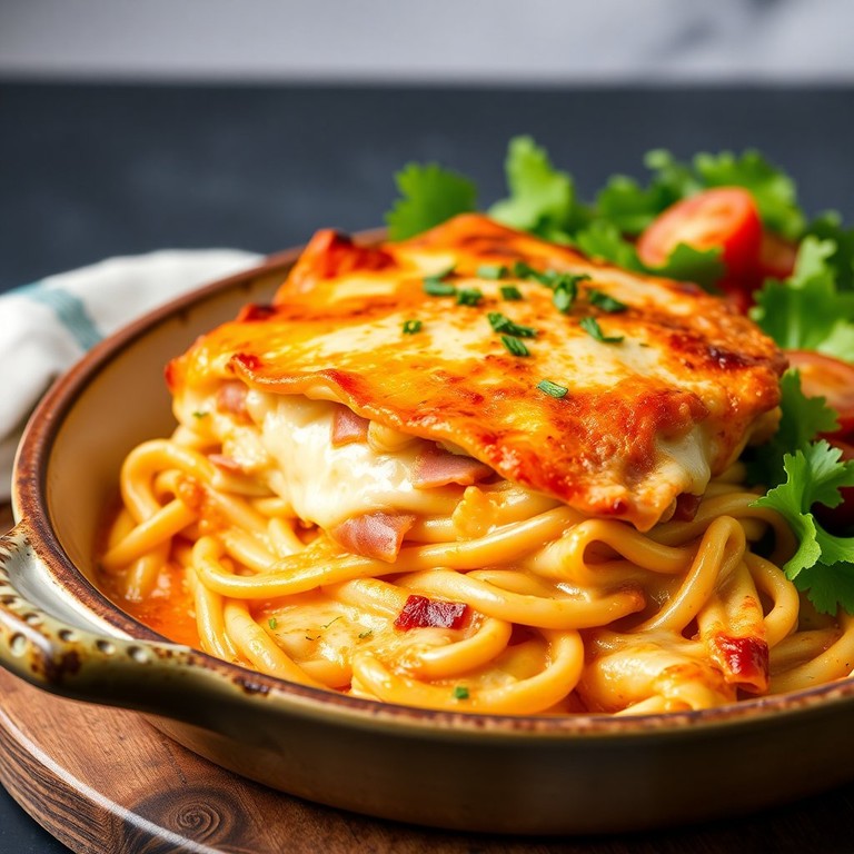 Massa Gratinada com Queijo e Fiambre