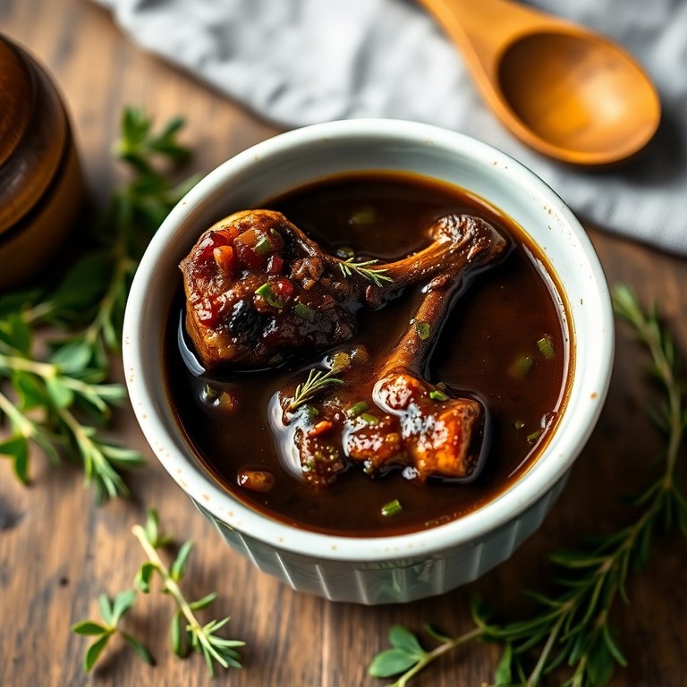 Pfeffer Jus mit Kräutern und gerösteten Knochen