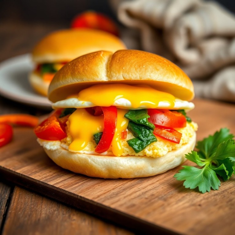 Cheesy Veggie Egg Bun Delight