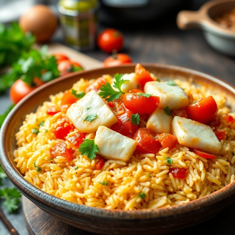 Riz Sauté aux Tomates et Poisson