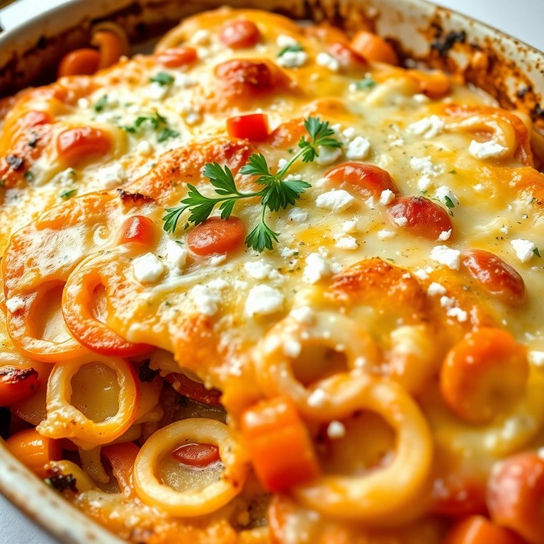 Herzhafter Kartoffel-Zwiebel-Auflauf mit Feta und Emmentaler