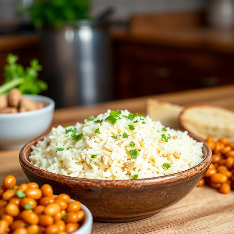 Arroz de Alho Cremoso com Feijão