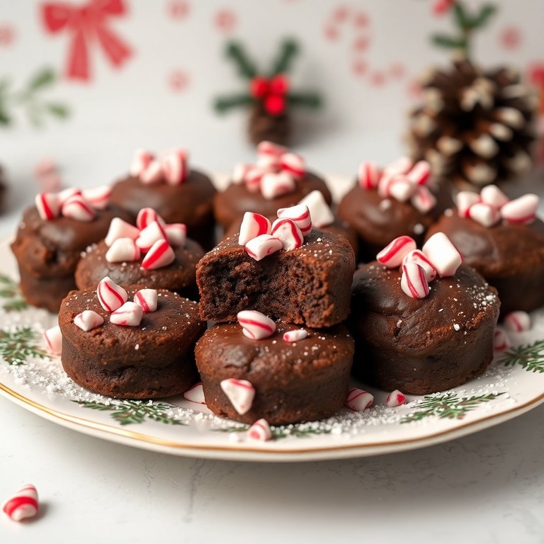 Chocolate Candy Cane Brownie Bites