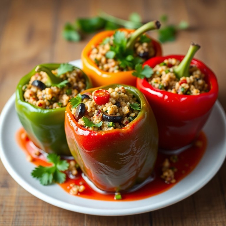 Kruidige Gevulde Paprika's met Courgette en Aubergine