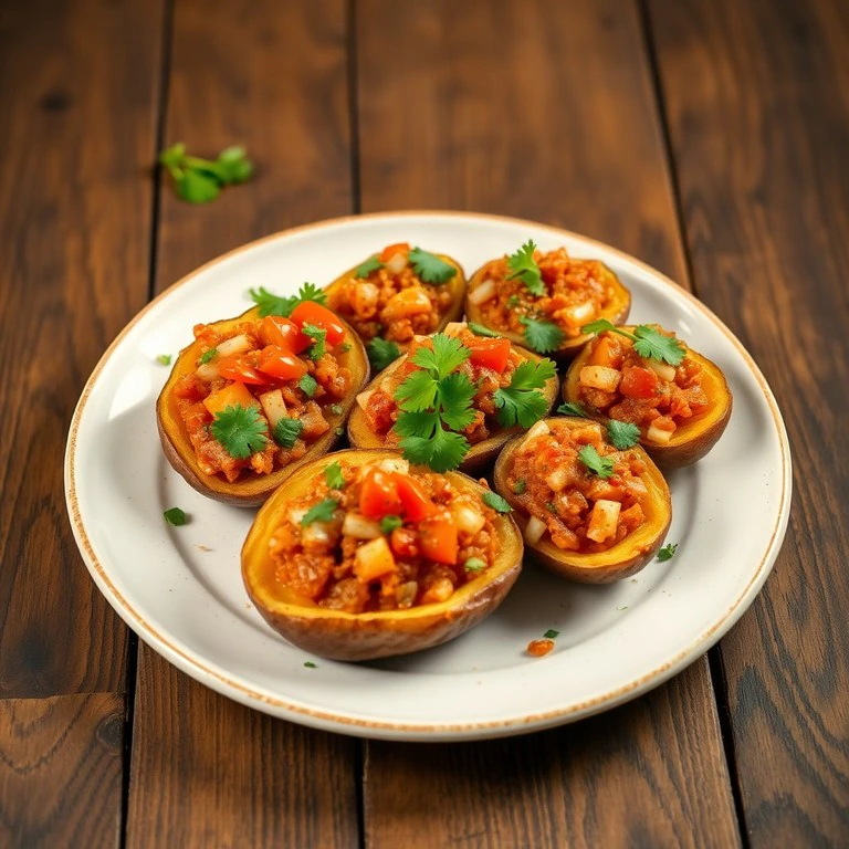 Crispy Baked Stuffed Potatoes with Zesty Tomato and Green Chilli ...