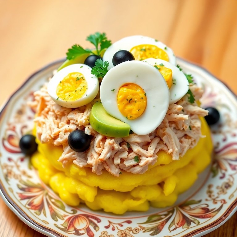 Causa Limeña de Pollo con Ají Amarillo y Palta